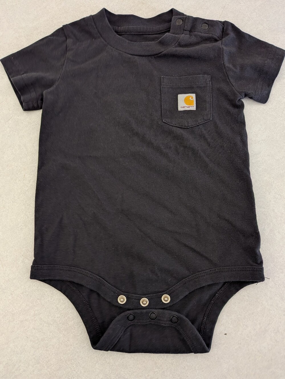 Carhartt Black Short-Sleeve Pocket One-Piece Onesie Size 12 Months